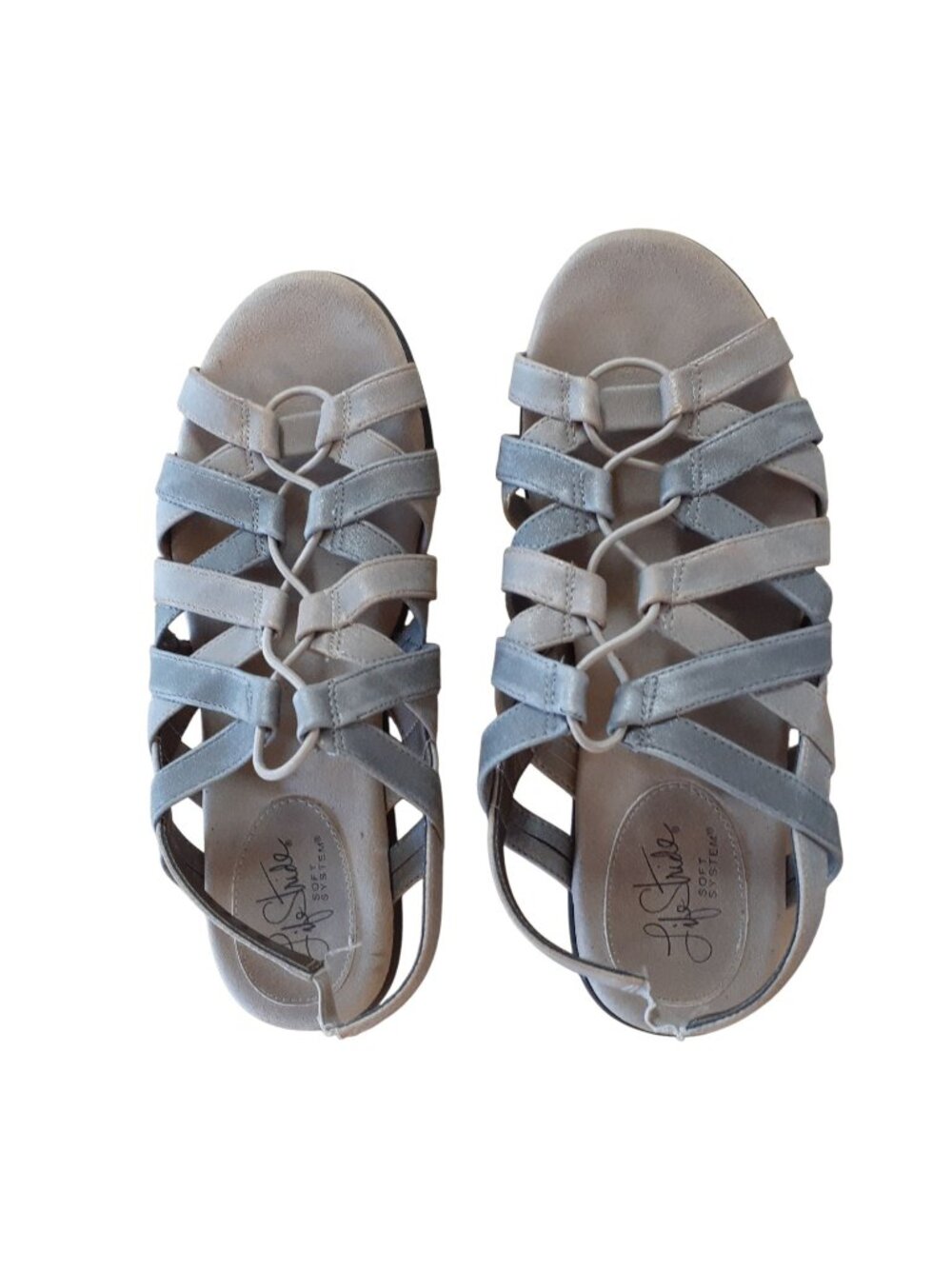 Life Stride Womens Soft System "Behave" Strappy Sandals Size 8 Gray Beige